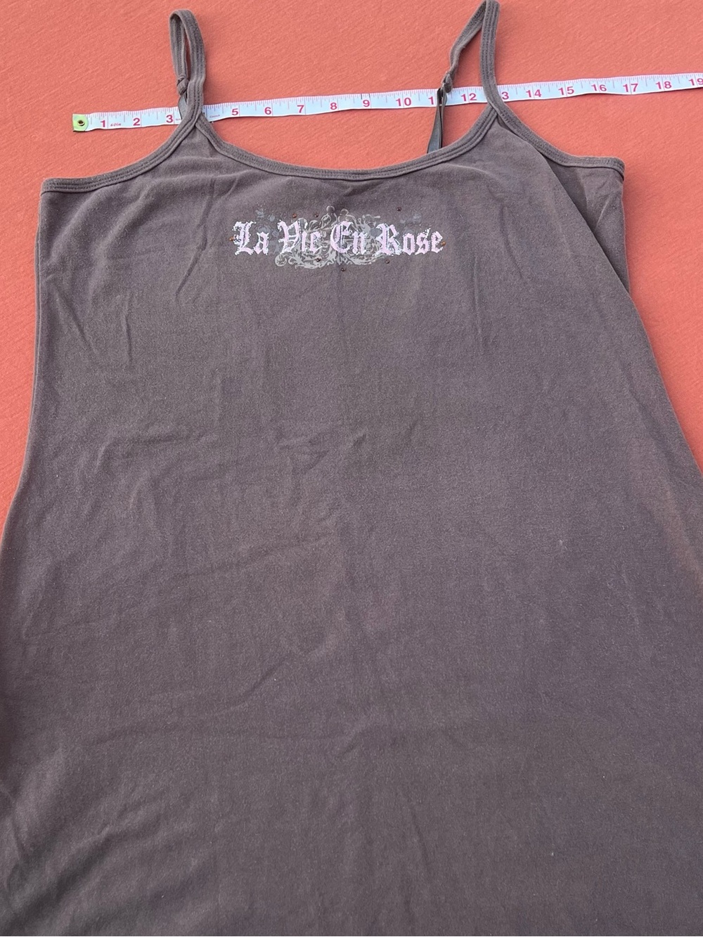 La Vie En Rose Brown Spaghetti Strap Tank
